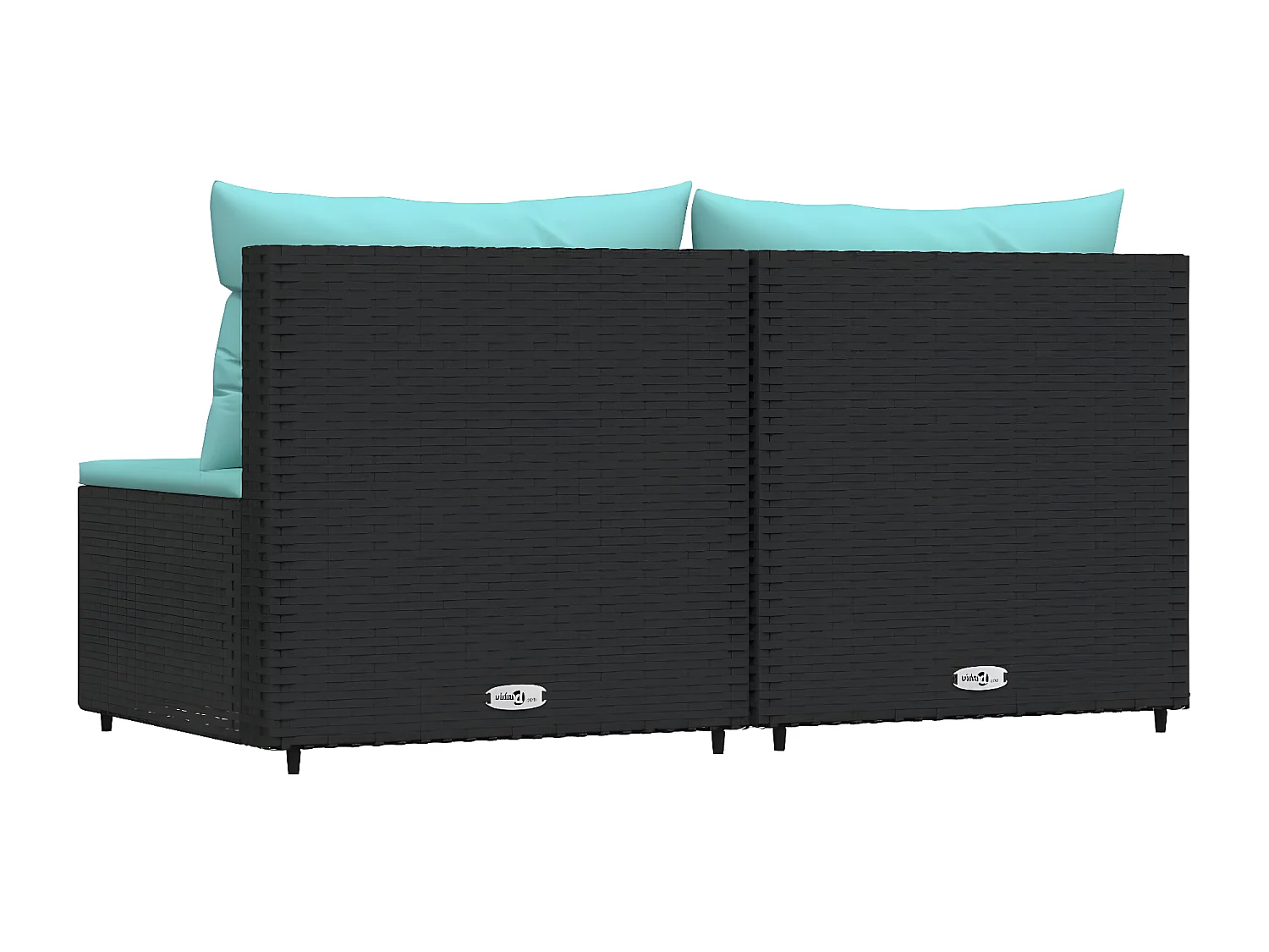 Canapés centraux de jardin et coussins 2pcs Noir Résine tressée