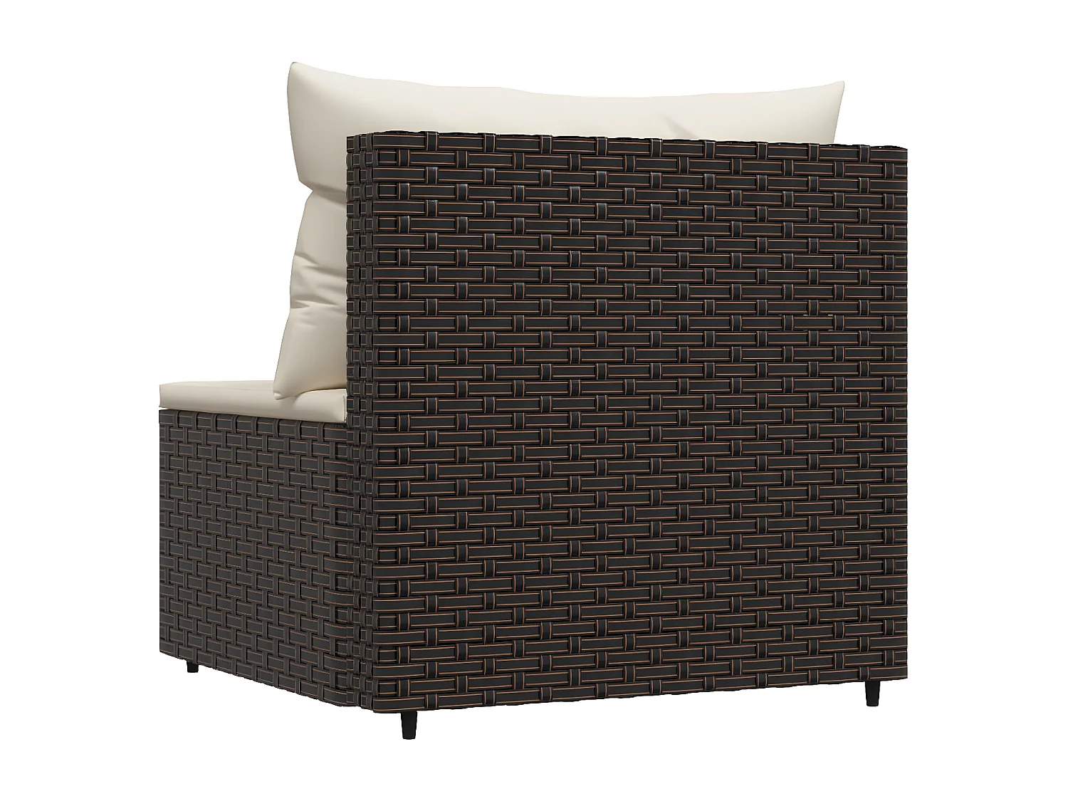 Canapé central de jardin avec coussins marron résine tressée