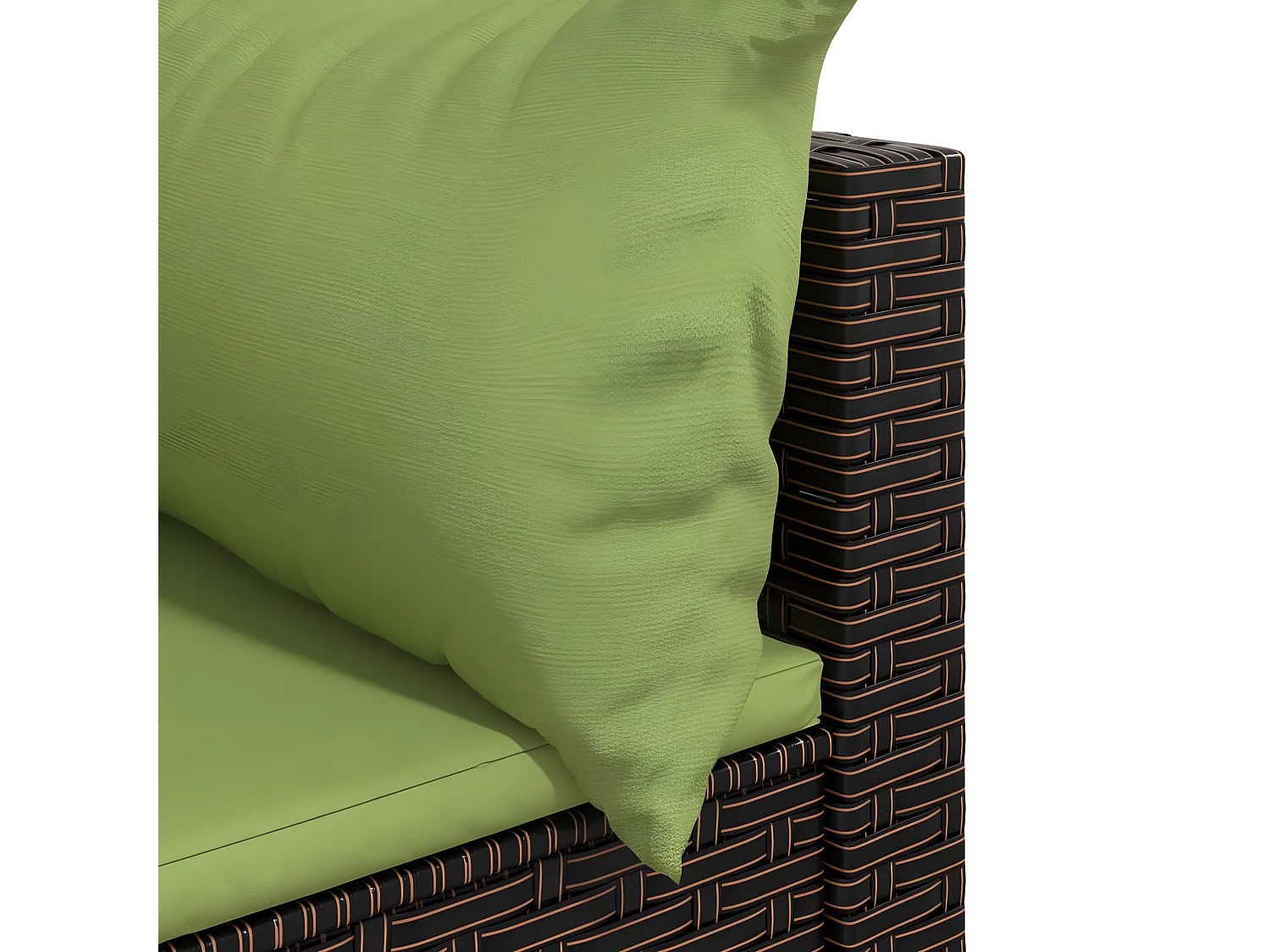 Sofá esquinero de jardín con cojines de resina tejida marrón