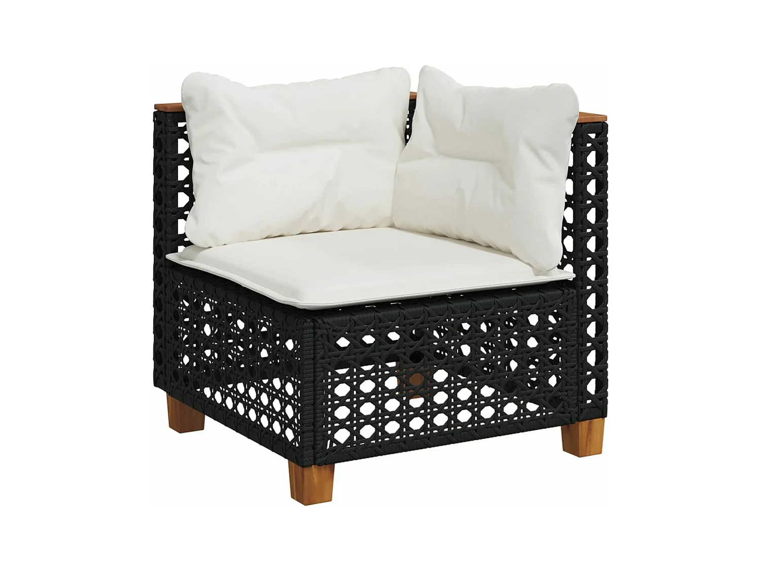 Canapé d'angle de jardin avec coussins noir résine tressée