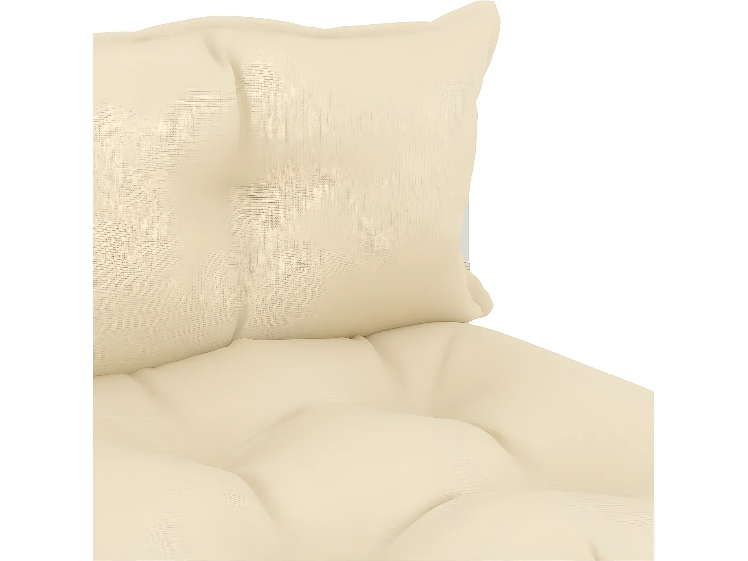 Sofá de jardín medio con palés y cojines color crema Madera