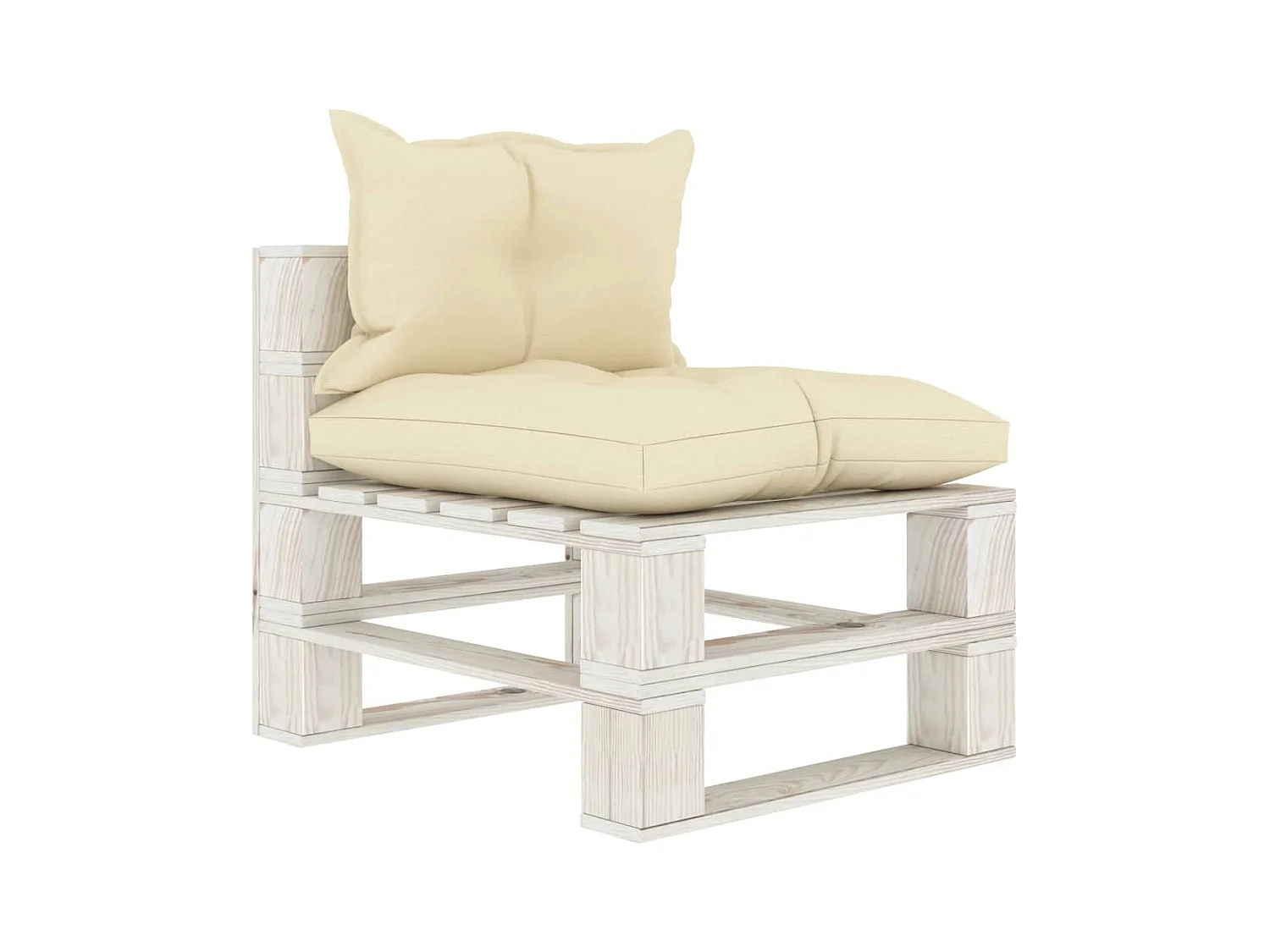 Canapé palette de milieu de jardin avec coussins crème Bois