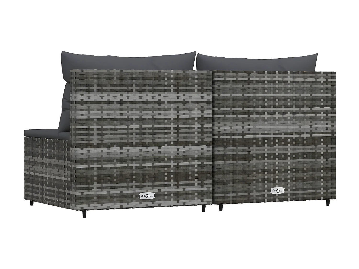 Sofás y cojines centrales de jardín 2uds Mimbre resina gris