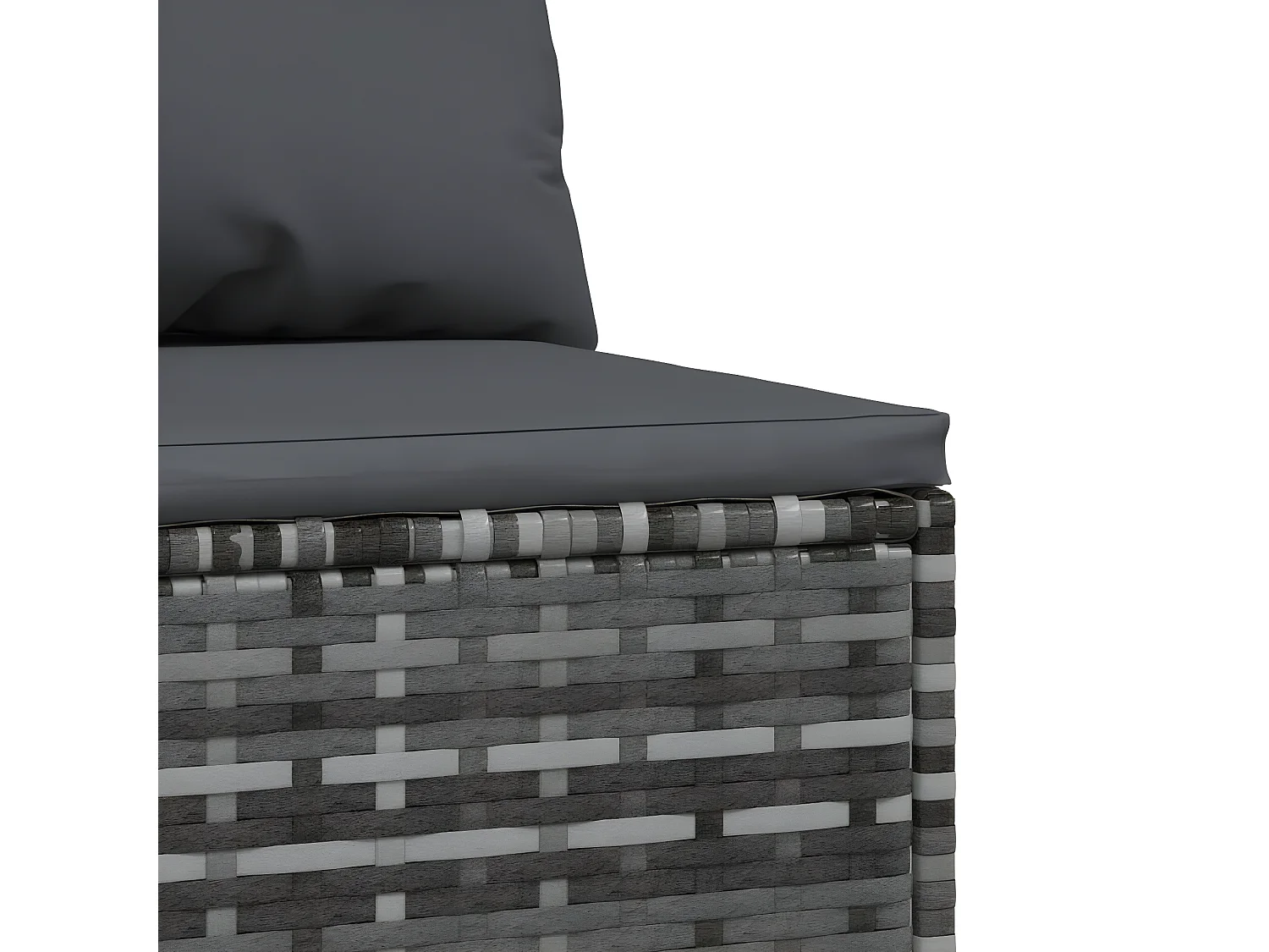 Sofás y cojines centrales de jardín 2uds Mimbre resina gris