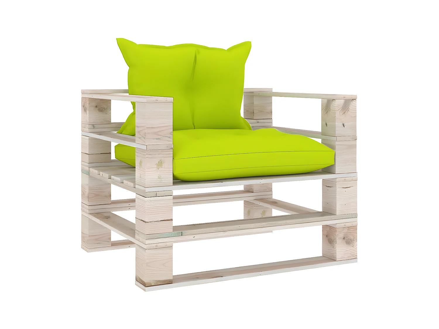 Canapé palette de jardin avec coussins vert vif bois de pin