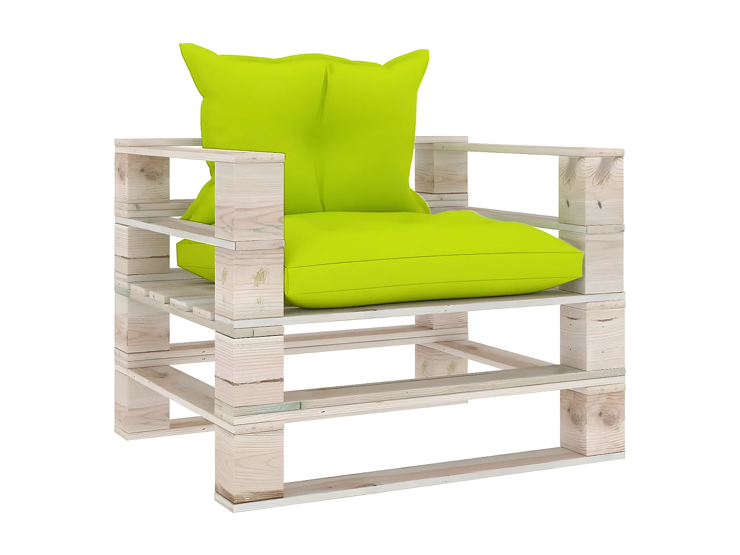 Canapé palette de jardin avec coussins vert vif bois de pin