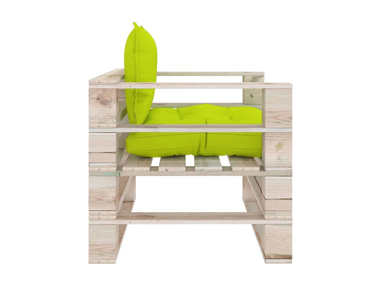 Canapé palette de jardin avec coussins vert vif bois de pin