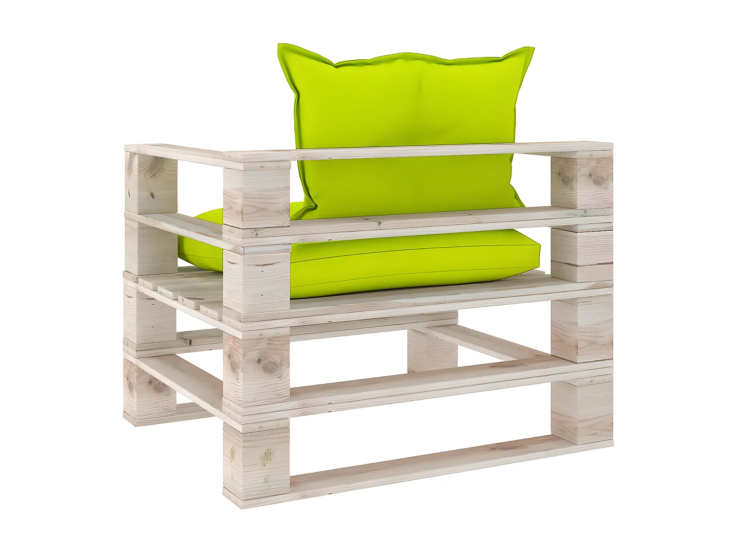 Canapé palette de jardin avec coussins vert vif bois de pin