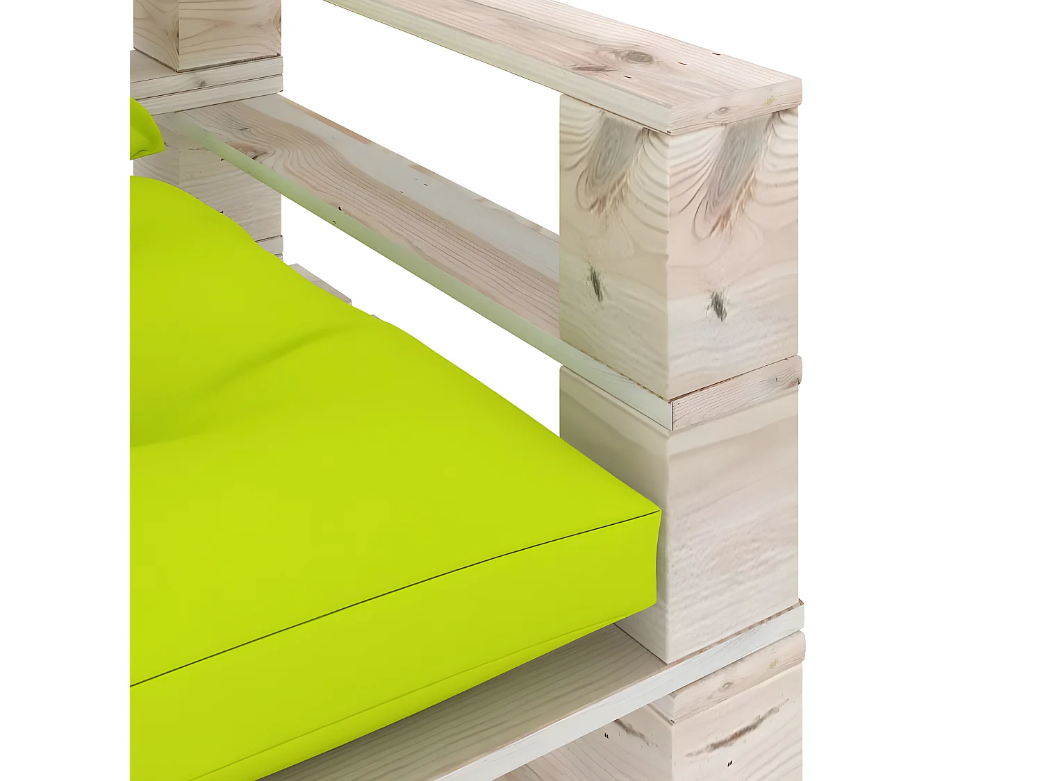 Canapé palette de jardin avec coussins vert vif bois de pin