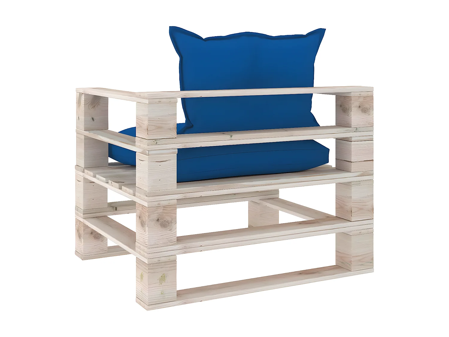 Gartensofa aus Paletten mit königsblauen Kissen aus Kiefernholz