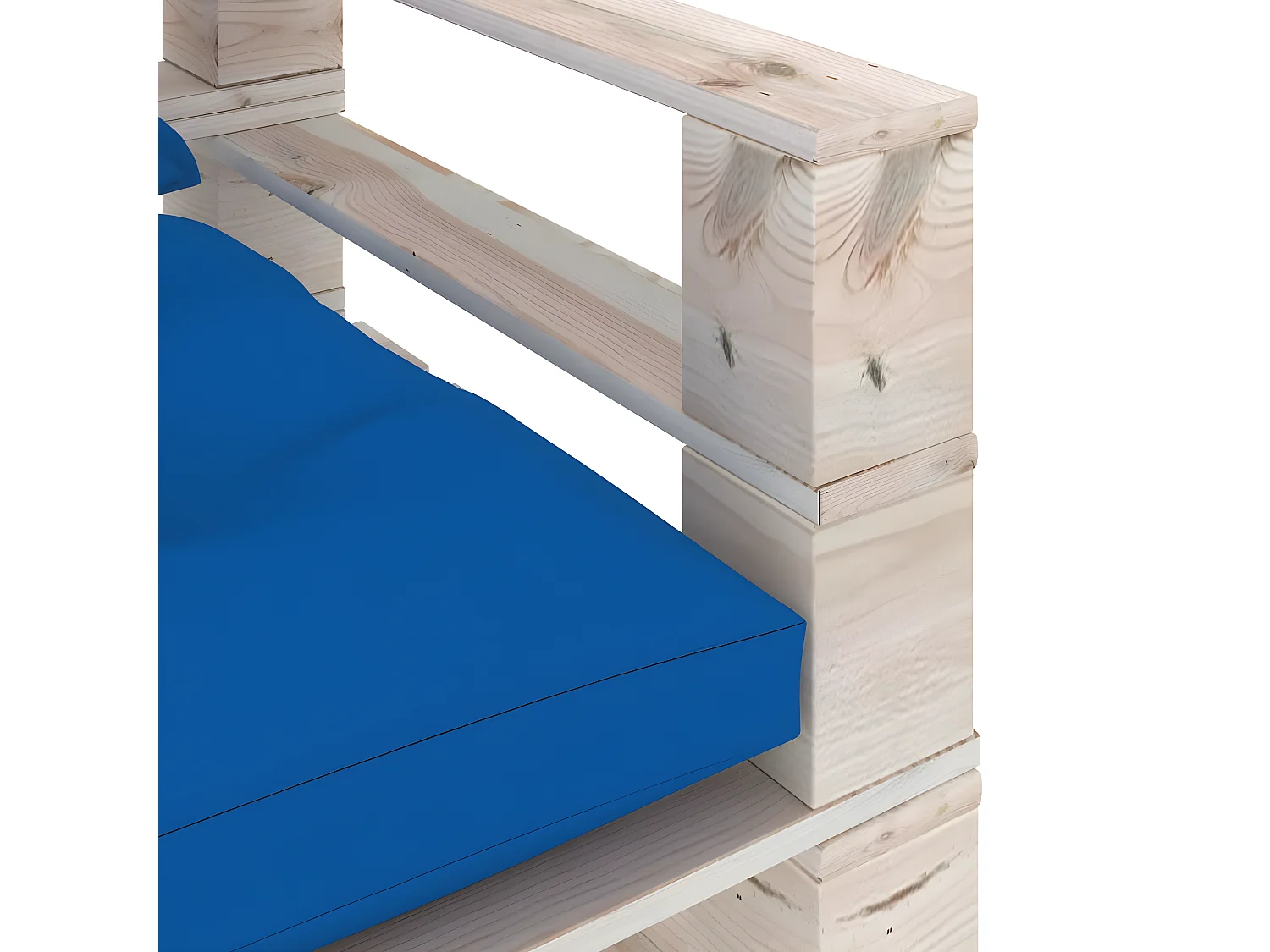 Gartensofa aus Paletten mit königsblauen Kissen aus Kiefernholz