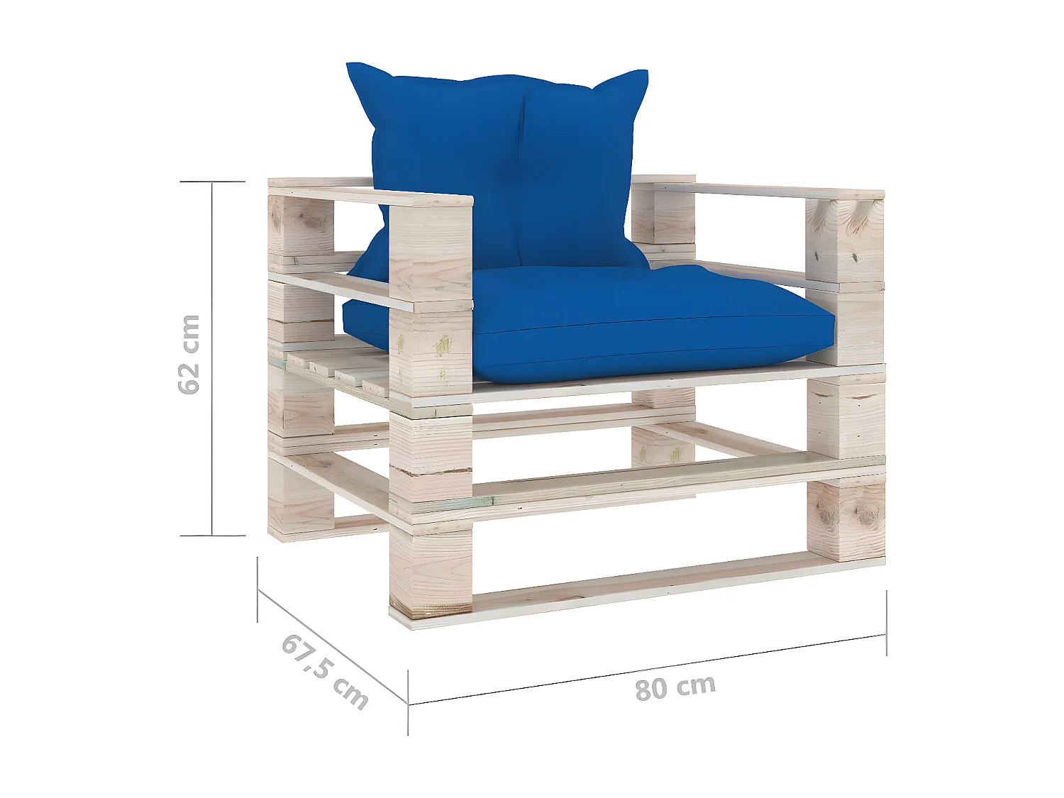 Gartensofa aus Paletten mit königsblauen Kissen aus Kiefernholz