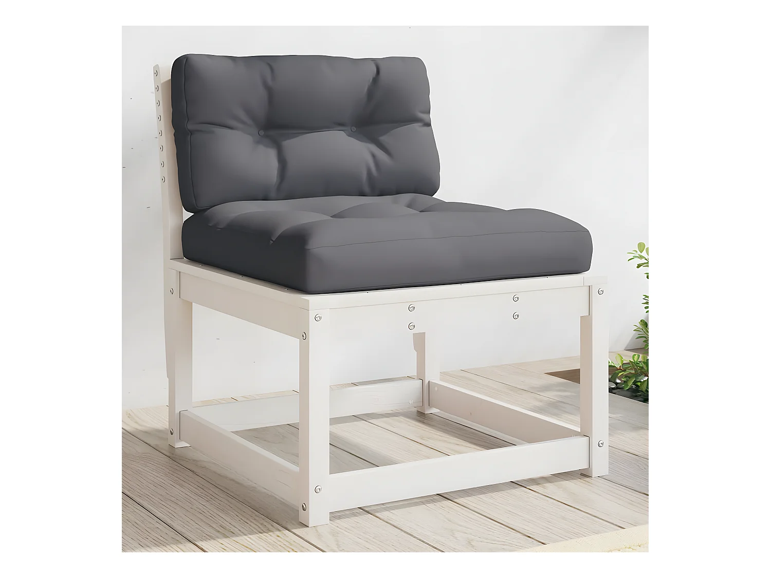 Canapé de jardin avec coussins blanc bois de pin solide