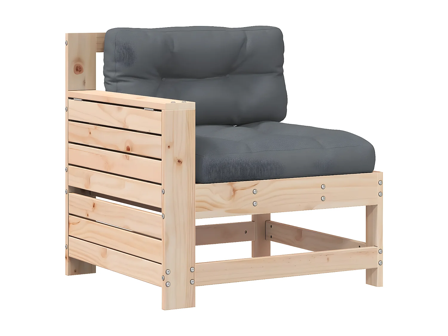 Armlehnen-Gartensofa mit Kissen aus massivem Kiefernholz