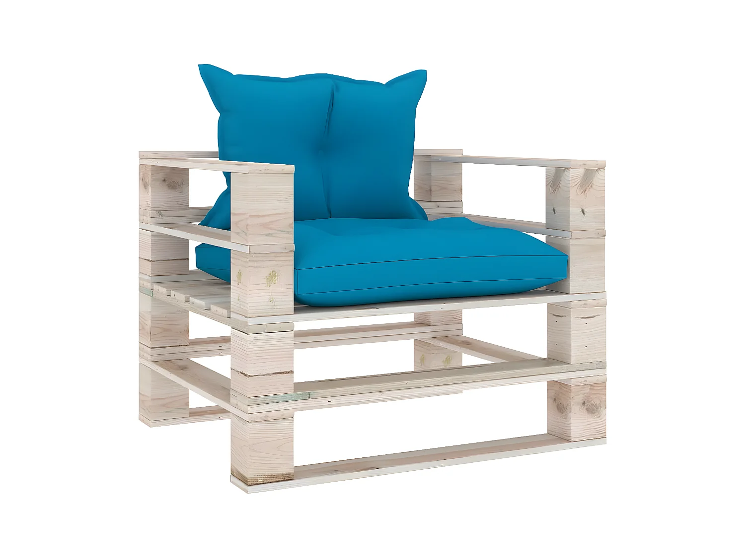 Tuinpalletbank met kussens van blauw grenenhout
