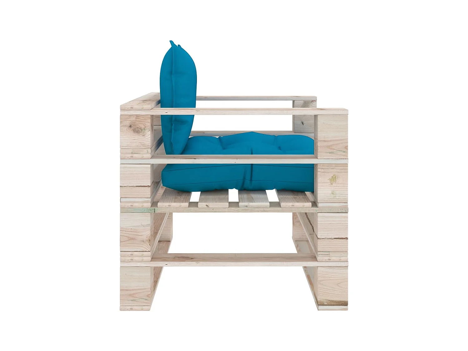 Canapé palette de jardin avec coussins bleu bois de pin