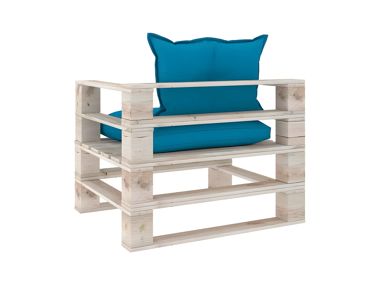 Canapé palette de jardin avec coussins bleu bois de pin