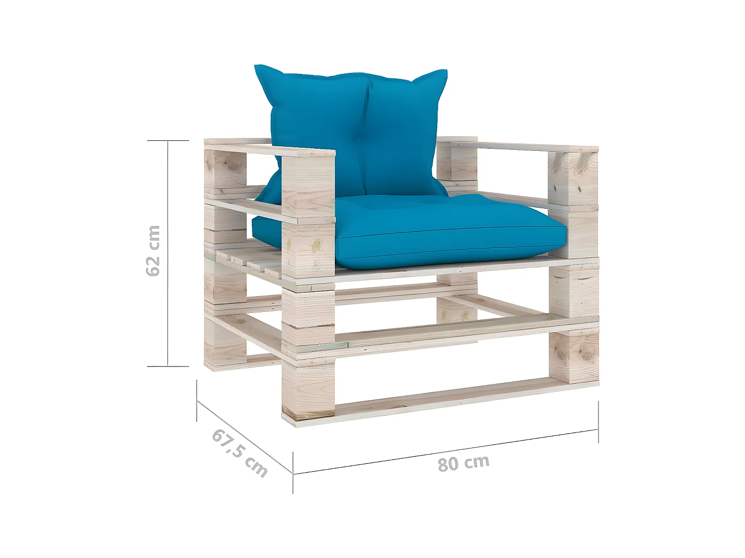 Canapé palette de jardin avec coussins bleu bois de pin