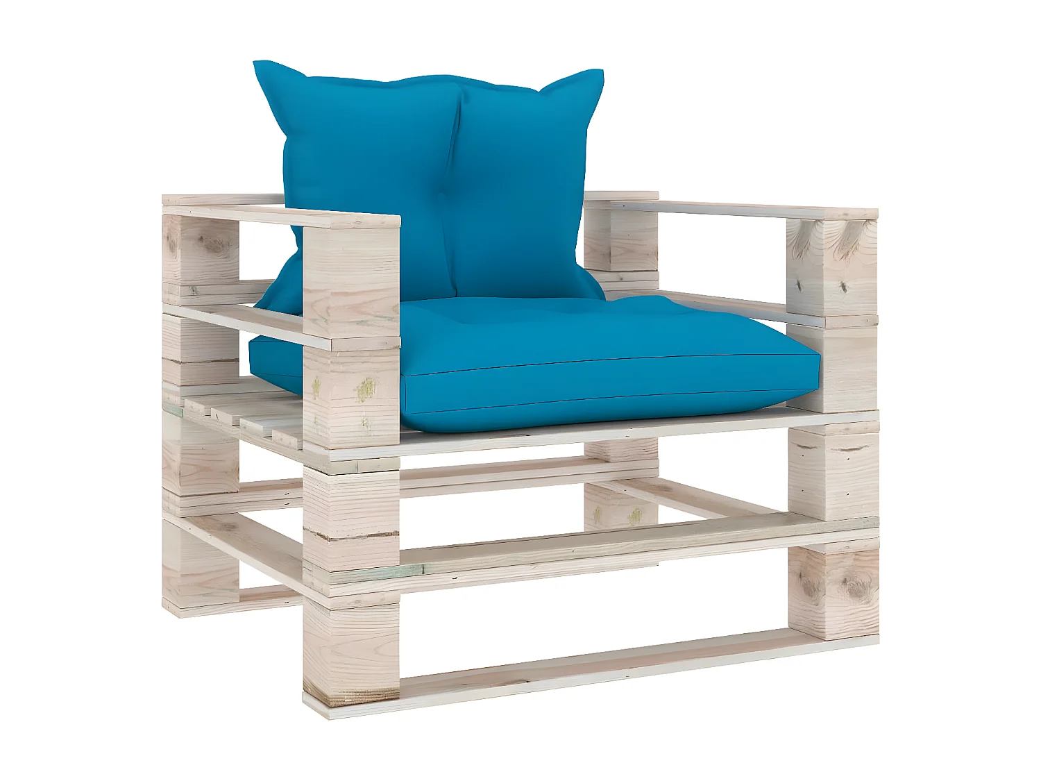 Tuinpalletbank met kussens van blauw grenenhout