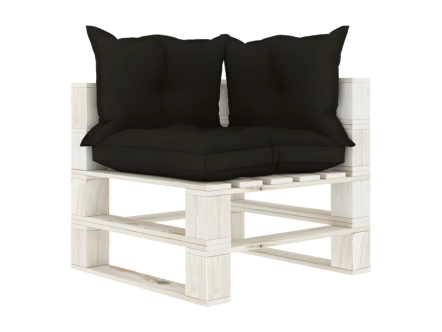 Canapé d'angle palette de jardin avec coussins noir Bois