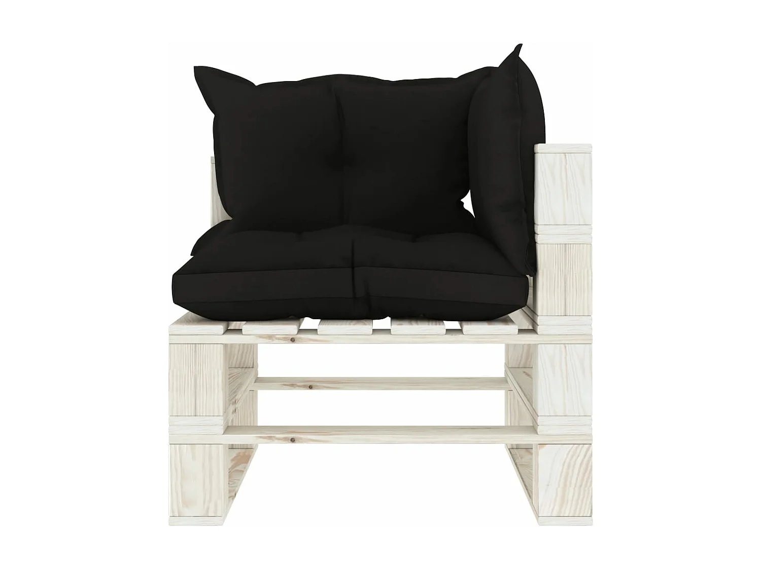 Canapé d'angle palette de jardin avec coussins noir Bois