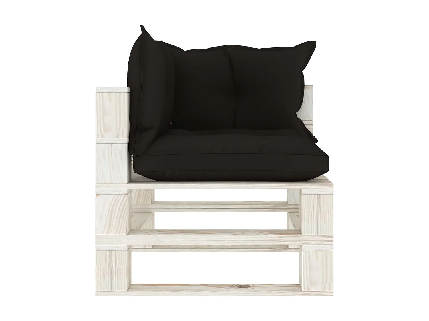 Canapé d'angle palette de jardin avec coussins noir Bois