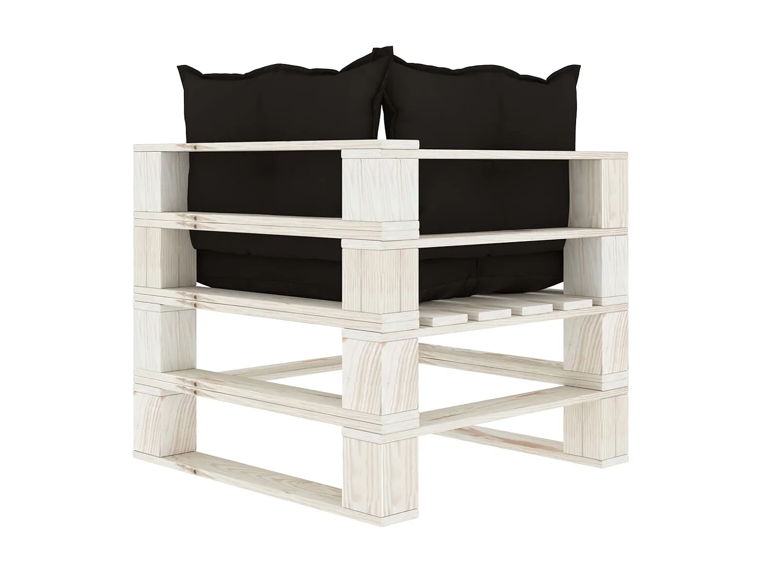 Canapé d'angle palette de jardin avec coussins noir Bois