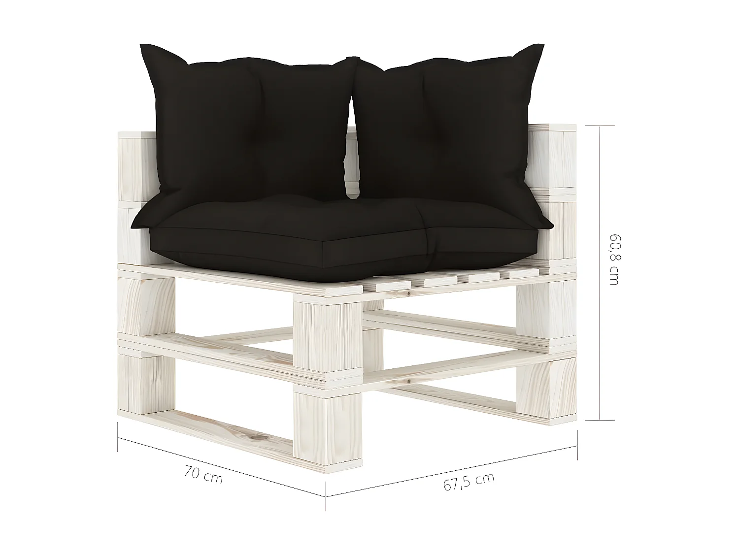 Canapé d'angle palette de jardin avec coussins noir Bois