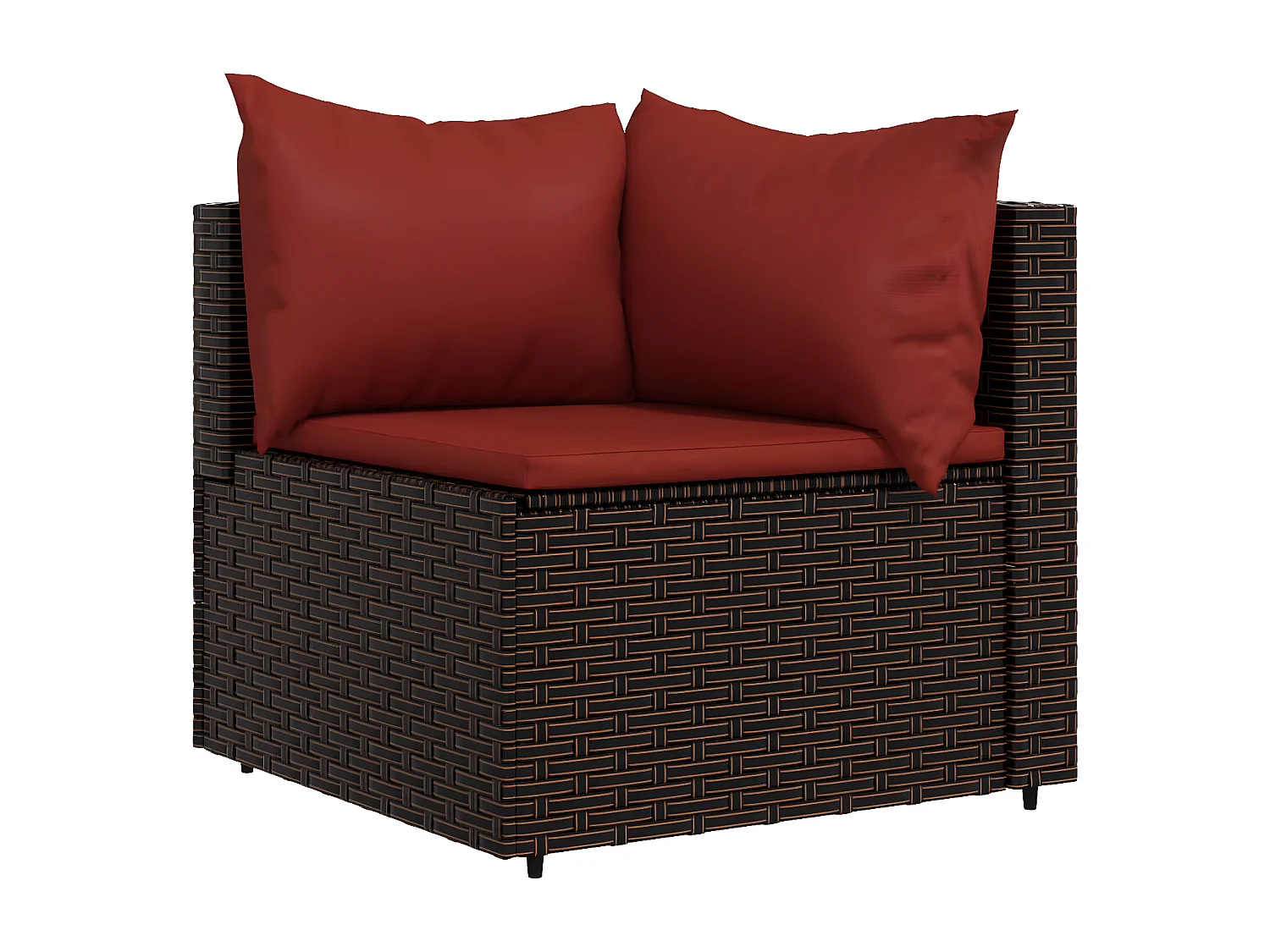 Canapé d'angle de jardin avec coussins marron résine tressée