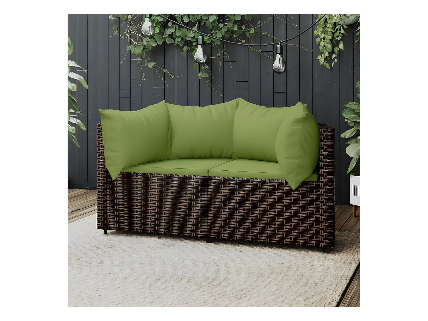 Canapés d'angle de jardin et coussins2pcs marron résine tressée
