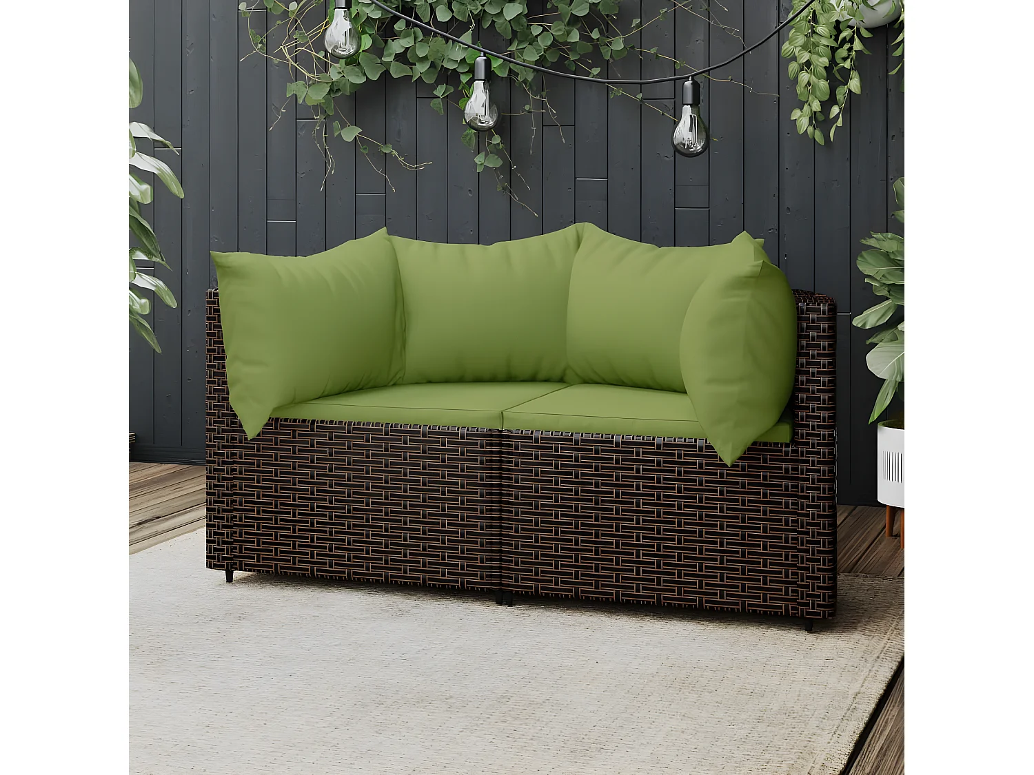 Divani angolari e cuscini da giardino2 pezzi in resina intrecciata marrone