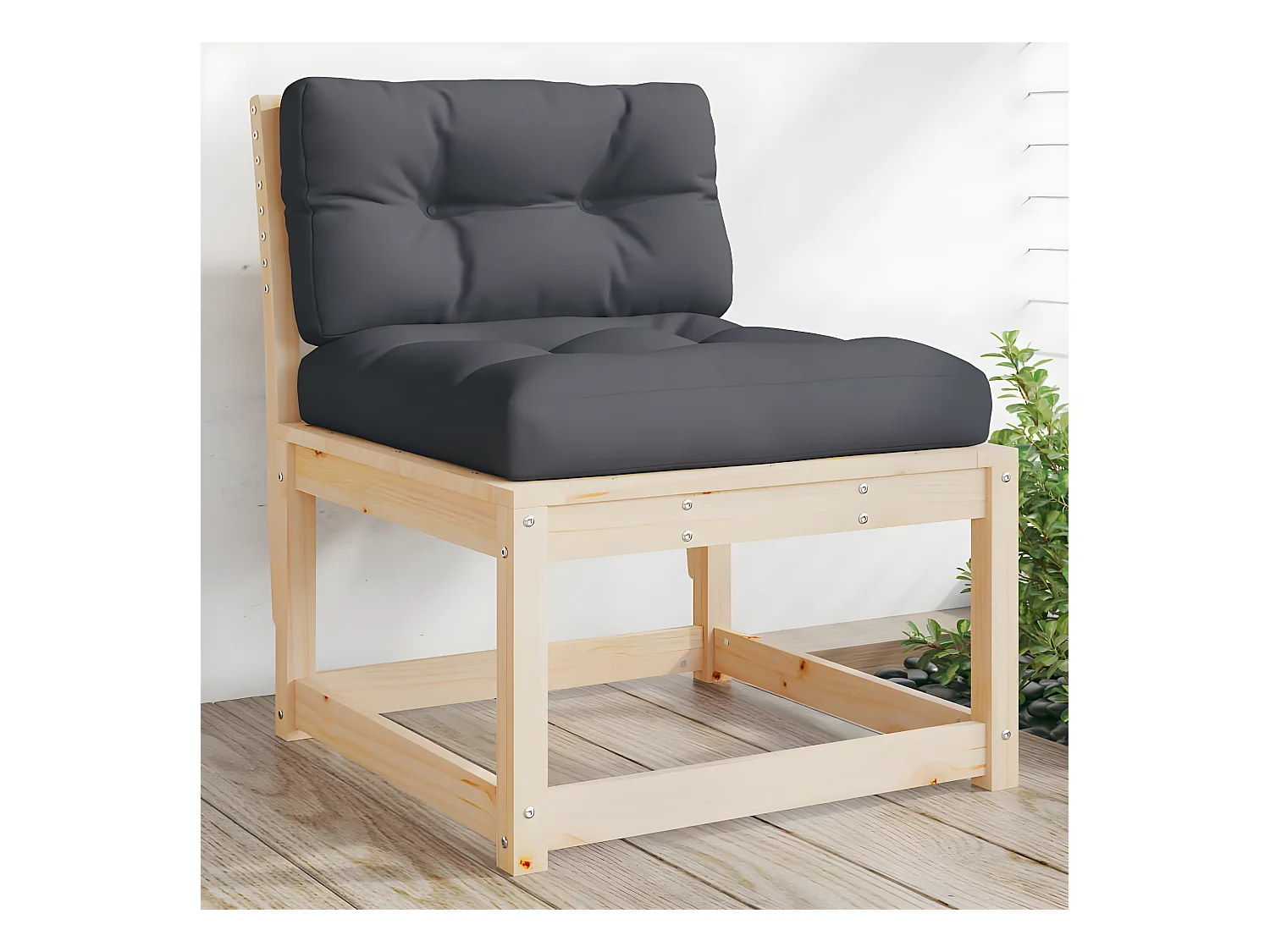 Gartensofa mit Kissen aus massivem Kiefernholz