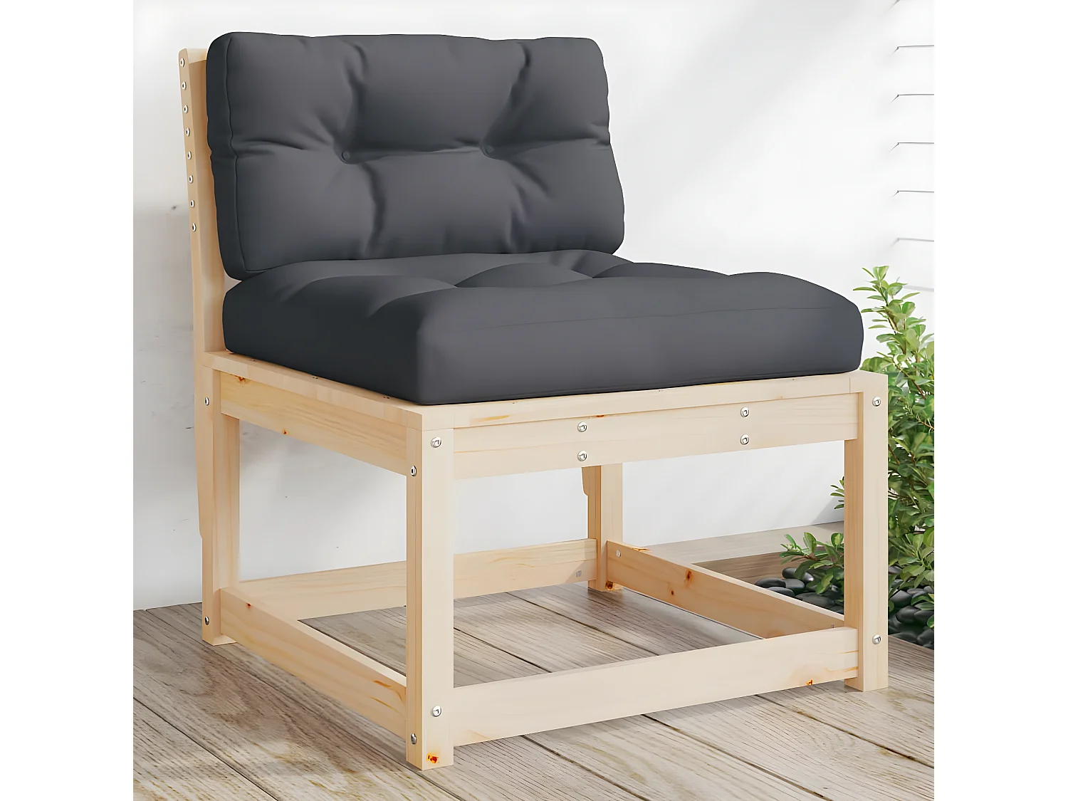 Canapé de jardin avec coussins bois de pin solide