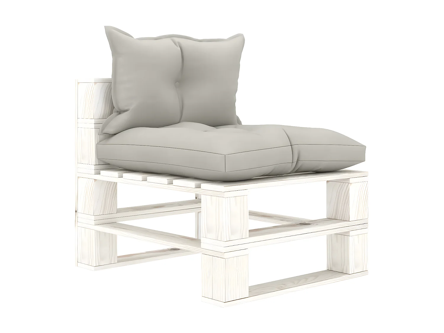 Canapé de milieu palette de jardin avec coussins taupe Bois