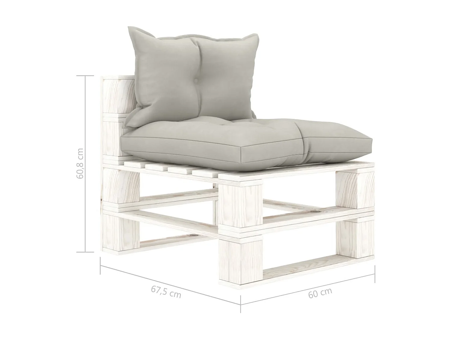 Canapé de milieu palette de jardin avec coussins taupe Bois