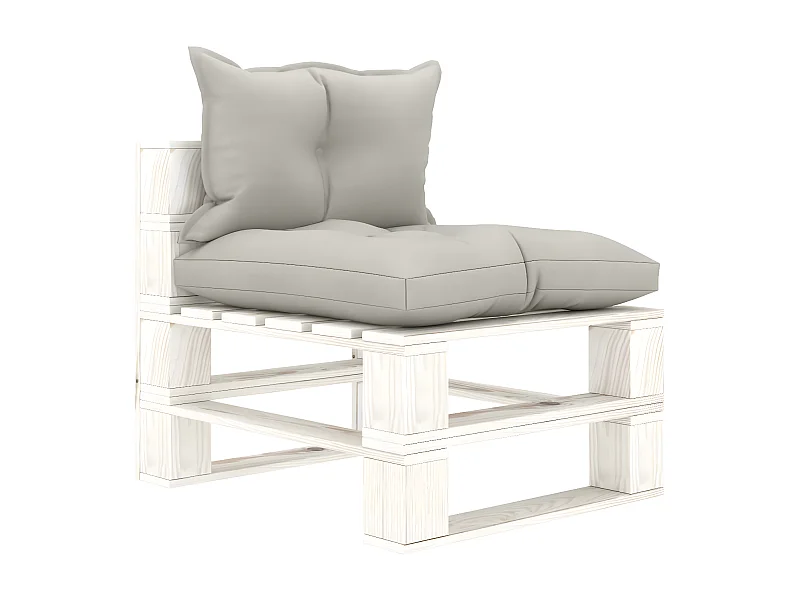 Canapé de milieu palette de jardin avec coussins taupe Bois