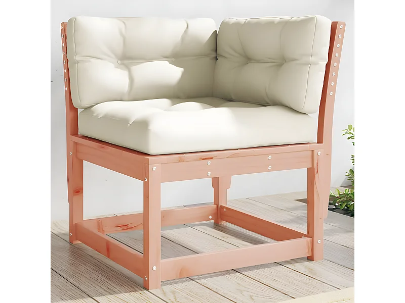 Canapé d'angle de jardin avec coussins bois massif douglas