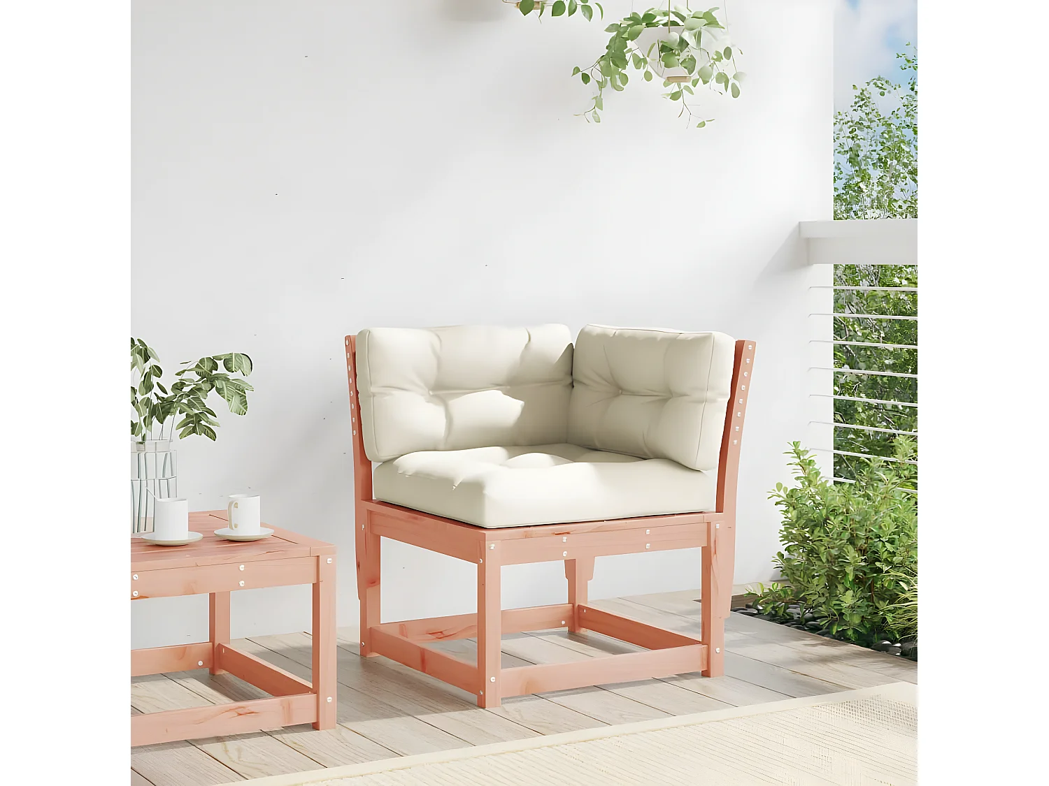 Canapé d'angle de jardin avec coussins bois massif douglas