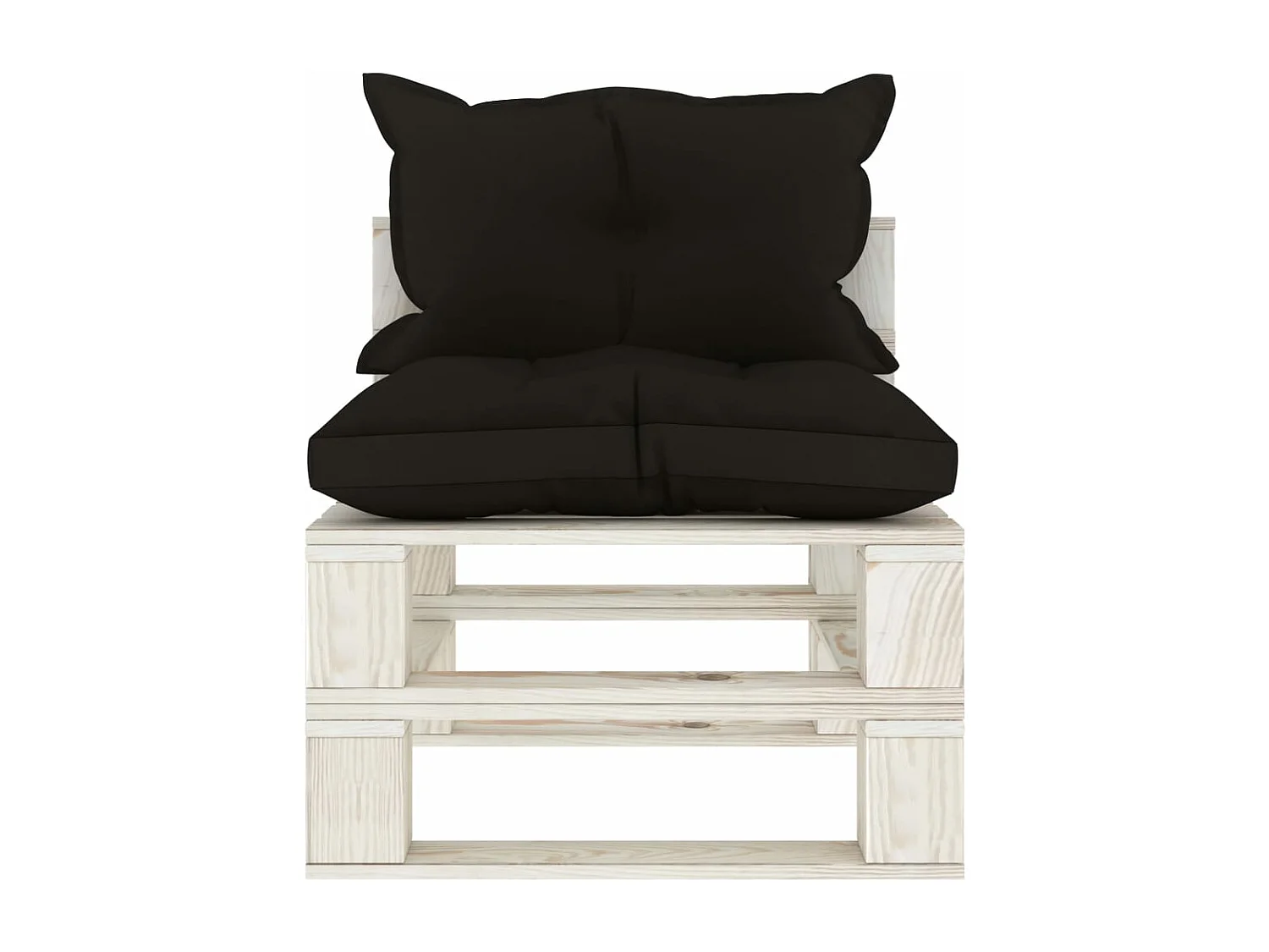 Sofá médio de paletes para jardim com almofadas pretas Madeira