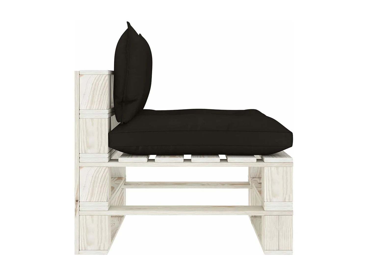 Sofá médio de paletes para jardim com almofadas pretas Madeira