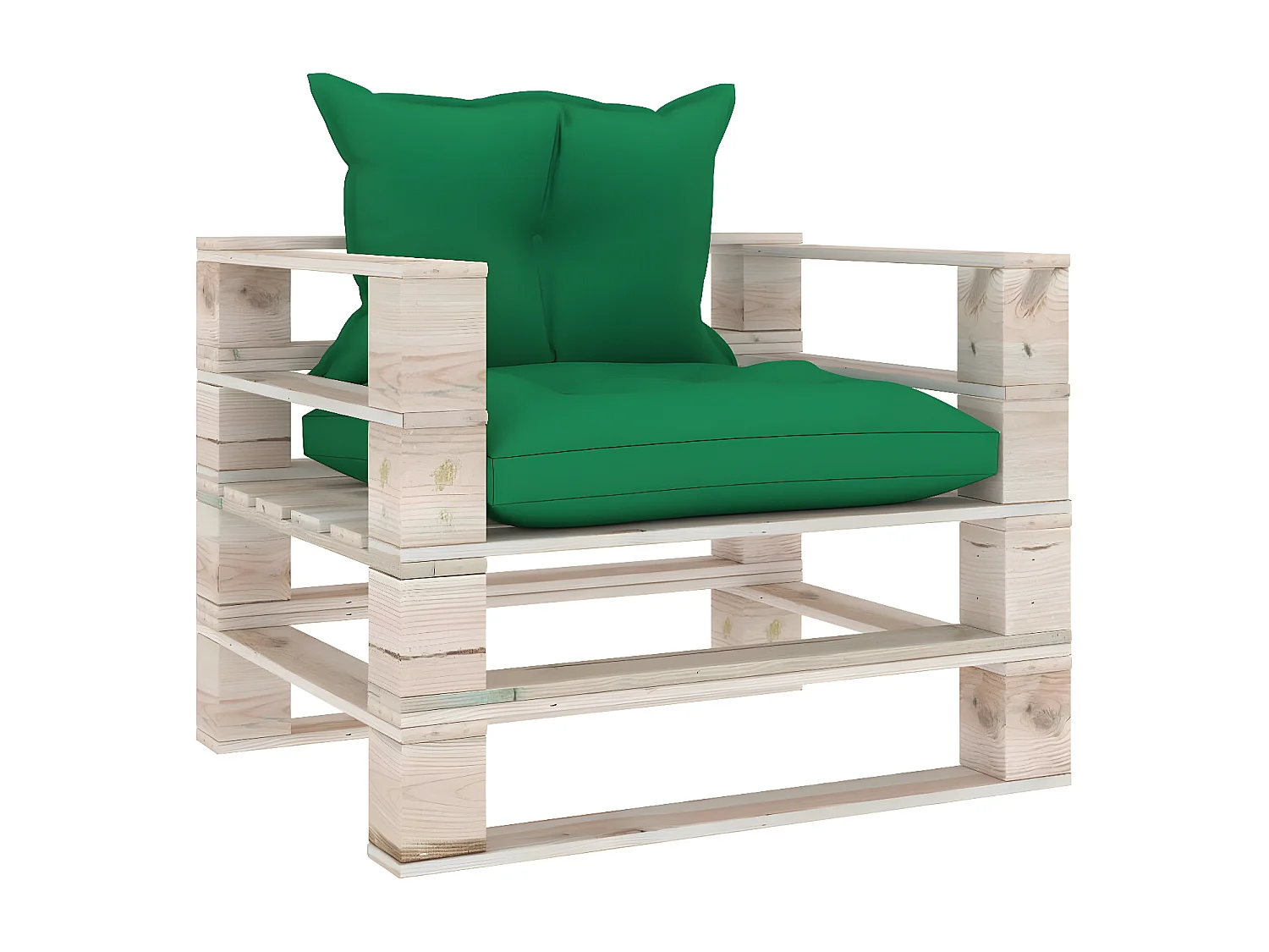 Gartensofa aus Paletten mit grünen Kissen aus Kiefernholz