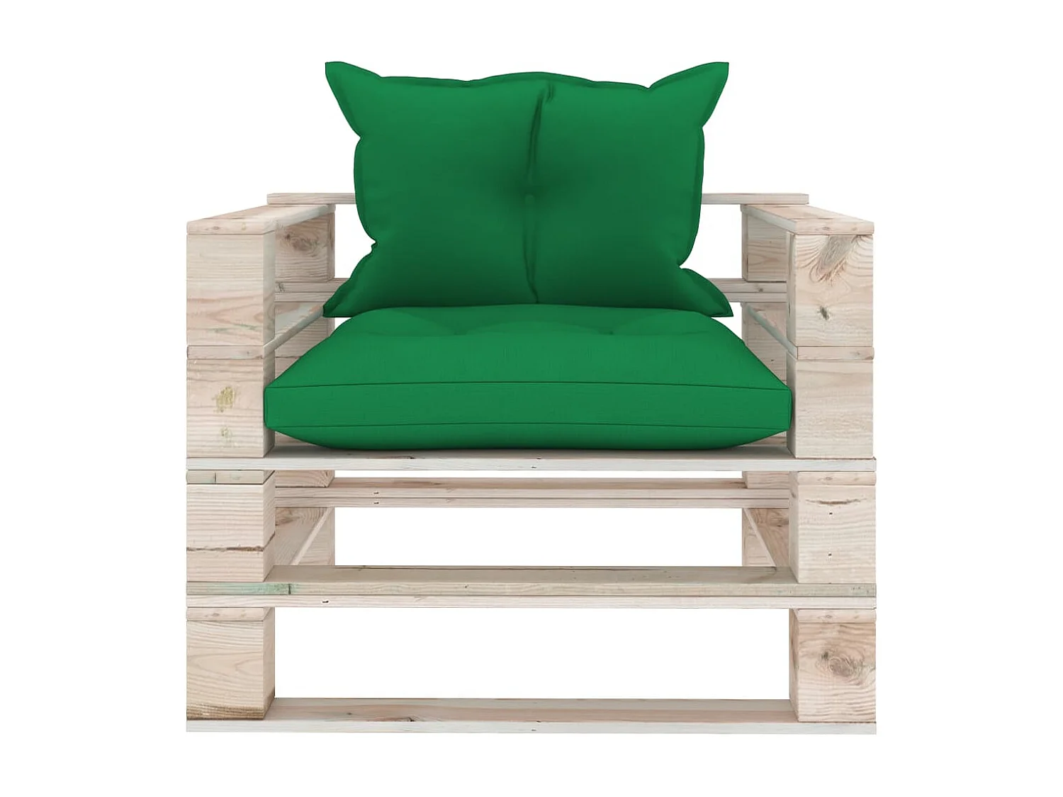 Gartensofa aus Paletten mit grünen Kissen aus Kiefernholz