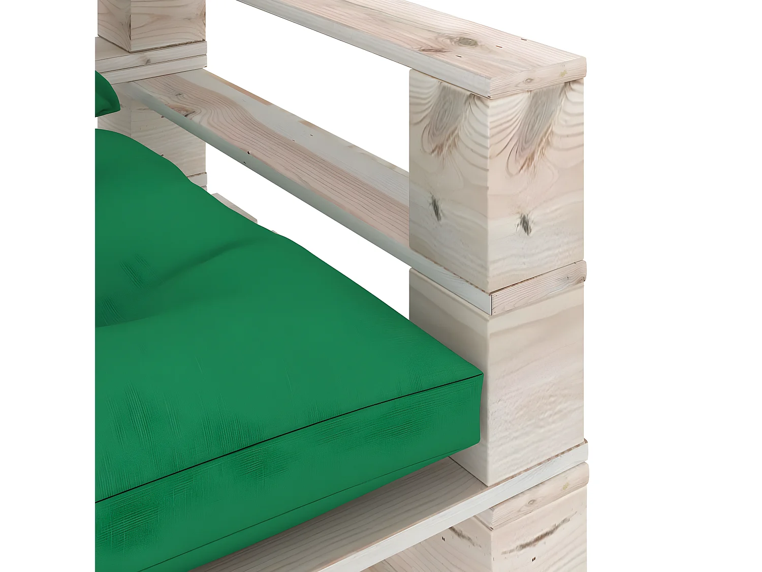 Gartensofa aus Paletten mit grünen Kissen aus Kiefernholz