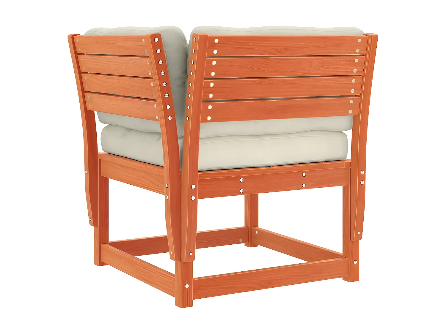 Garten-Ecksofakissen, braunes Wachs, massives Kiefernholz