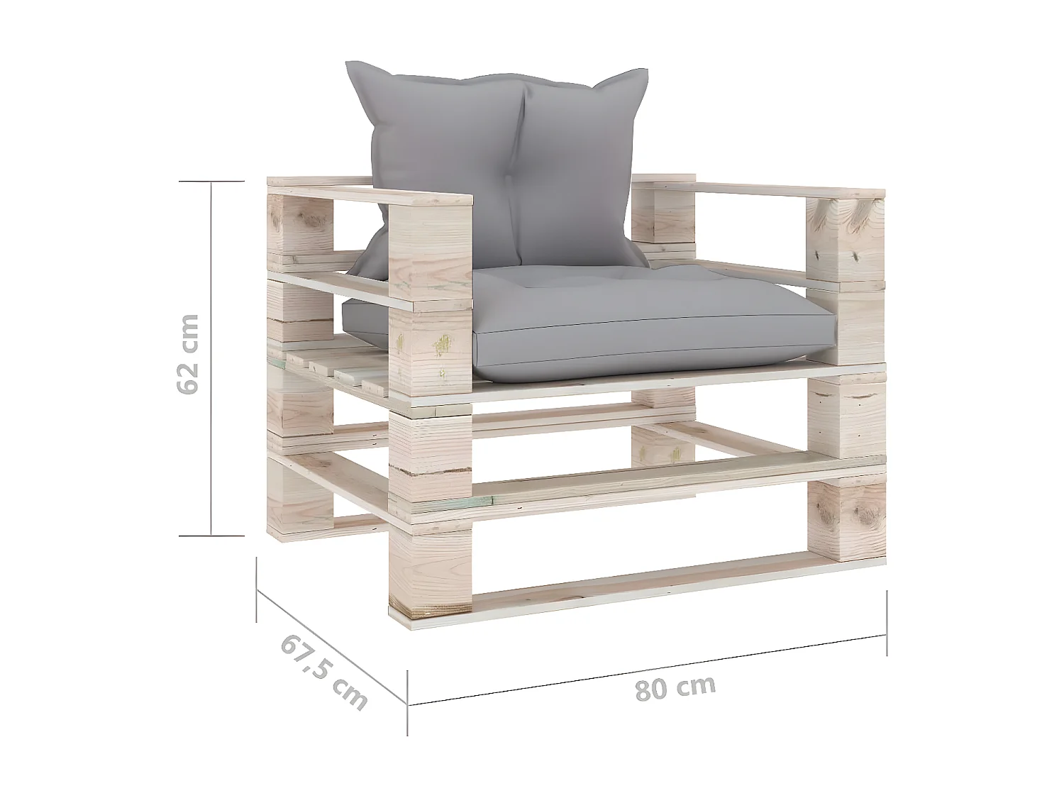 Sofá de jardín con palets y cojines grises Madera de pino