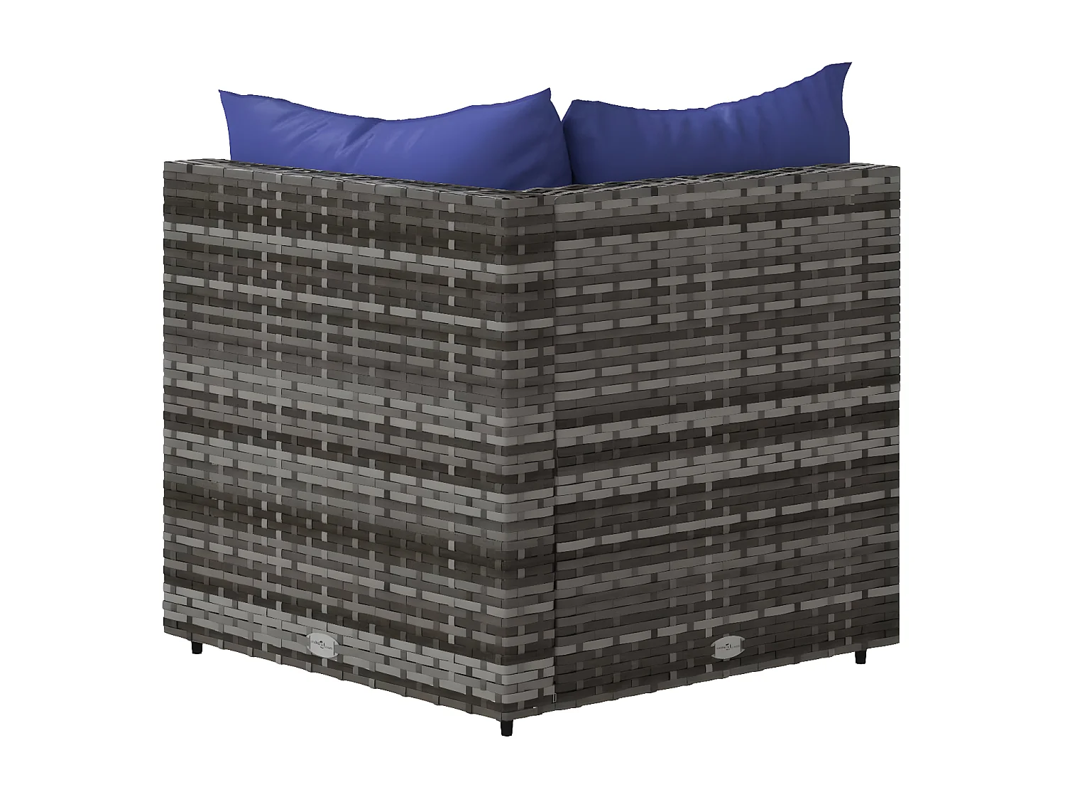 Sofá de canto de jardim com almofadas de resina tecida cinza