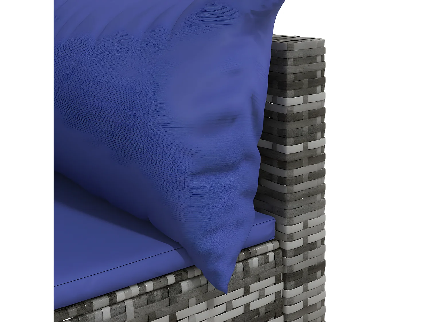 Sofá de canto de jardim com almofadas de resina tecida cinza