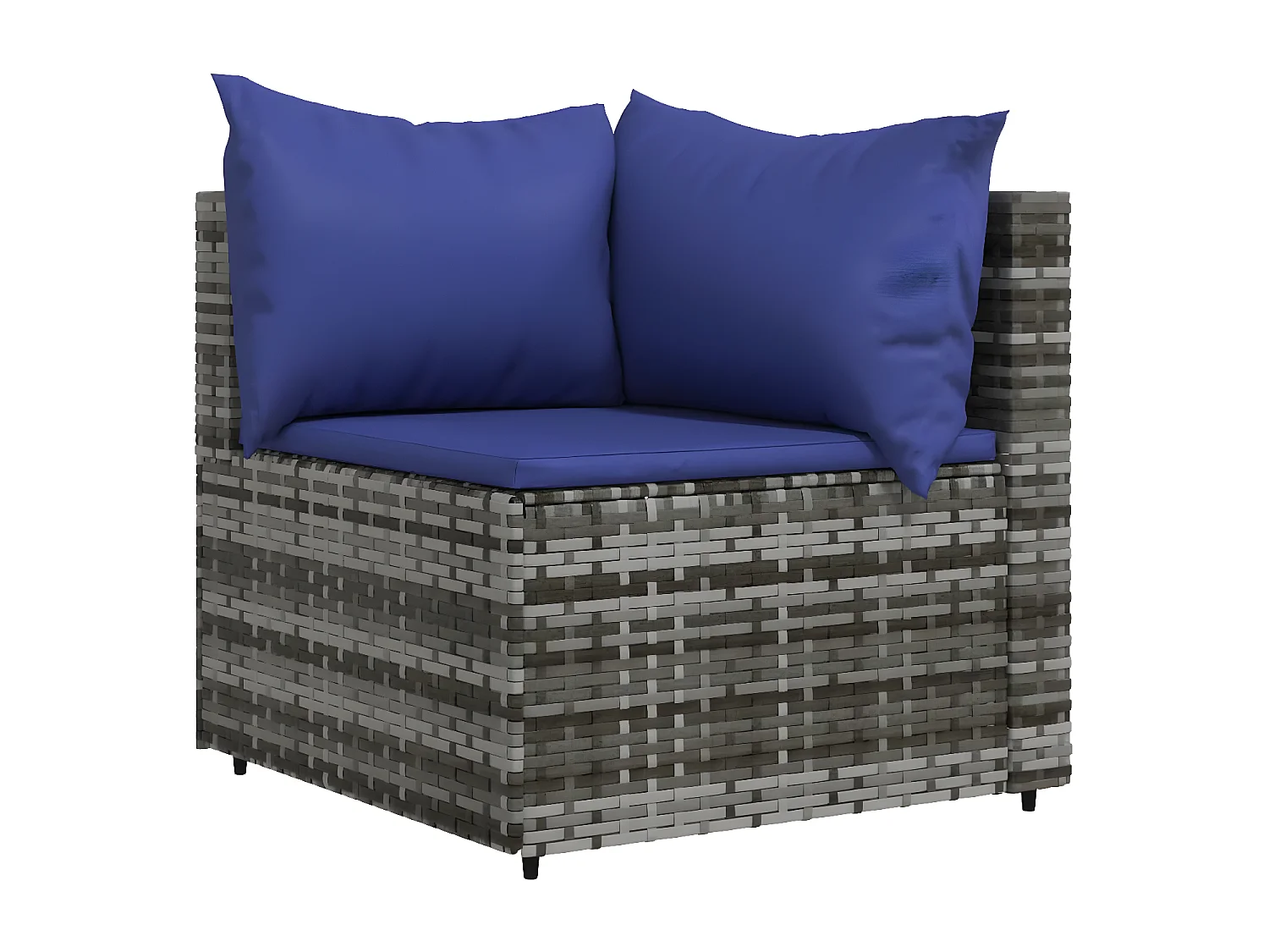 Sofá esquinero de jardín con cojines de resina tejida gris