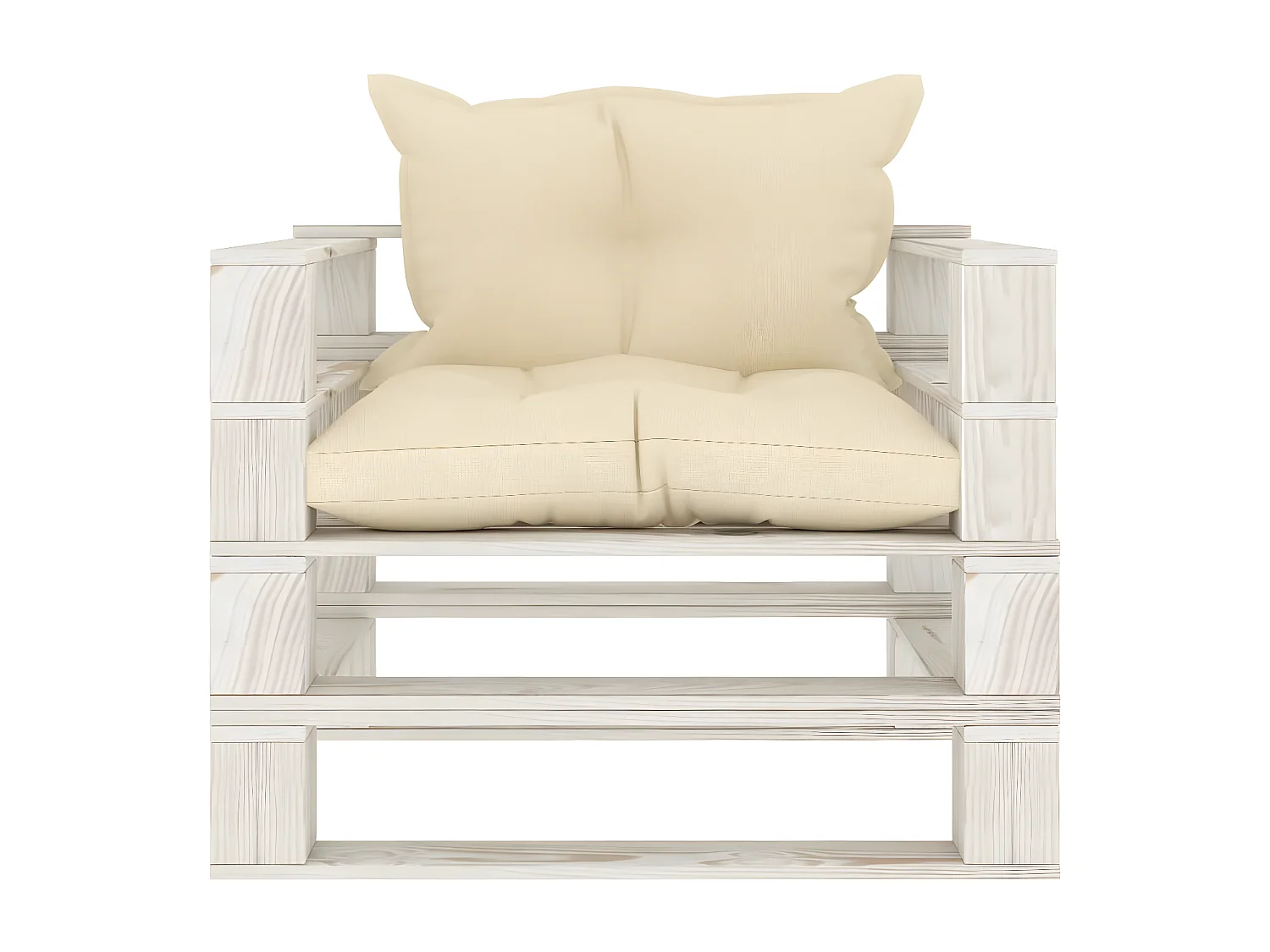 Sofá de paletes de jardim com almofadas creme Madeira