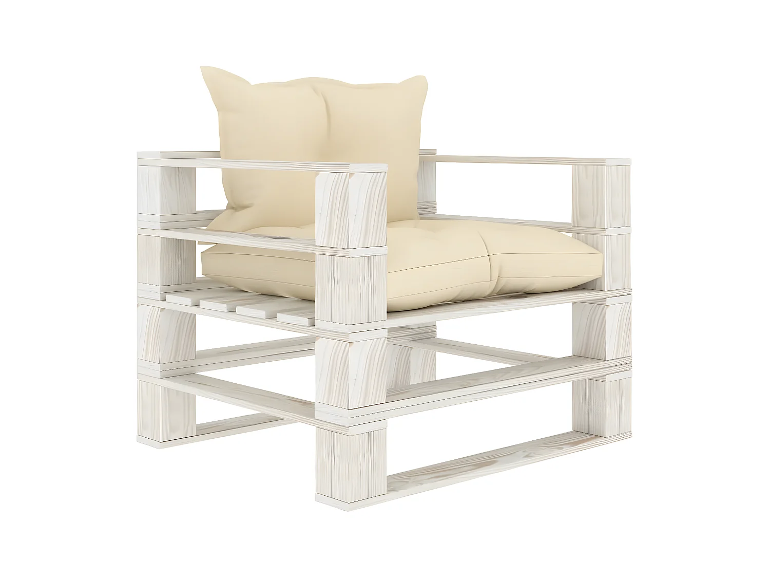 Canapé palette de jardin avec coussins crème Bois